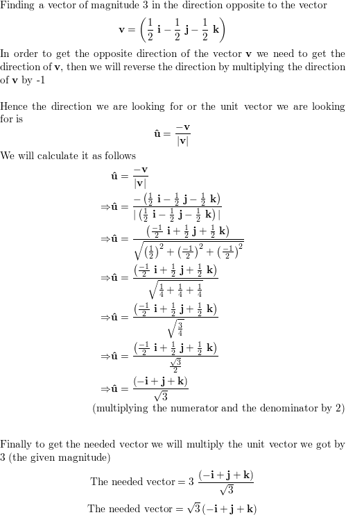 499x741 Find A Vector Of Magnitude In The Direction Opposite