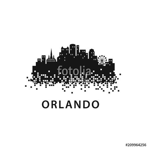 500x500 Orlando City Skyline Landscape Logo Template Stock Image
