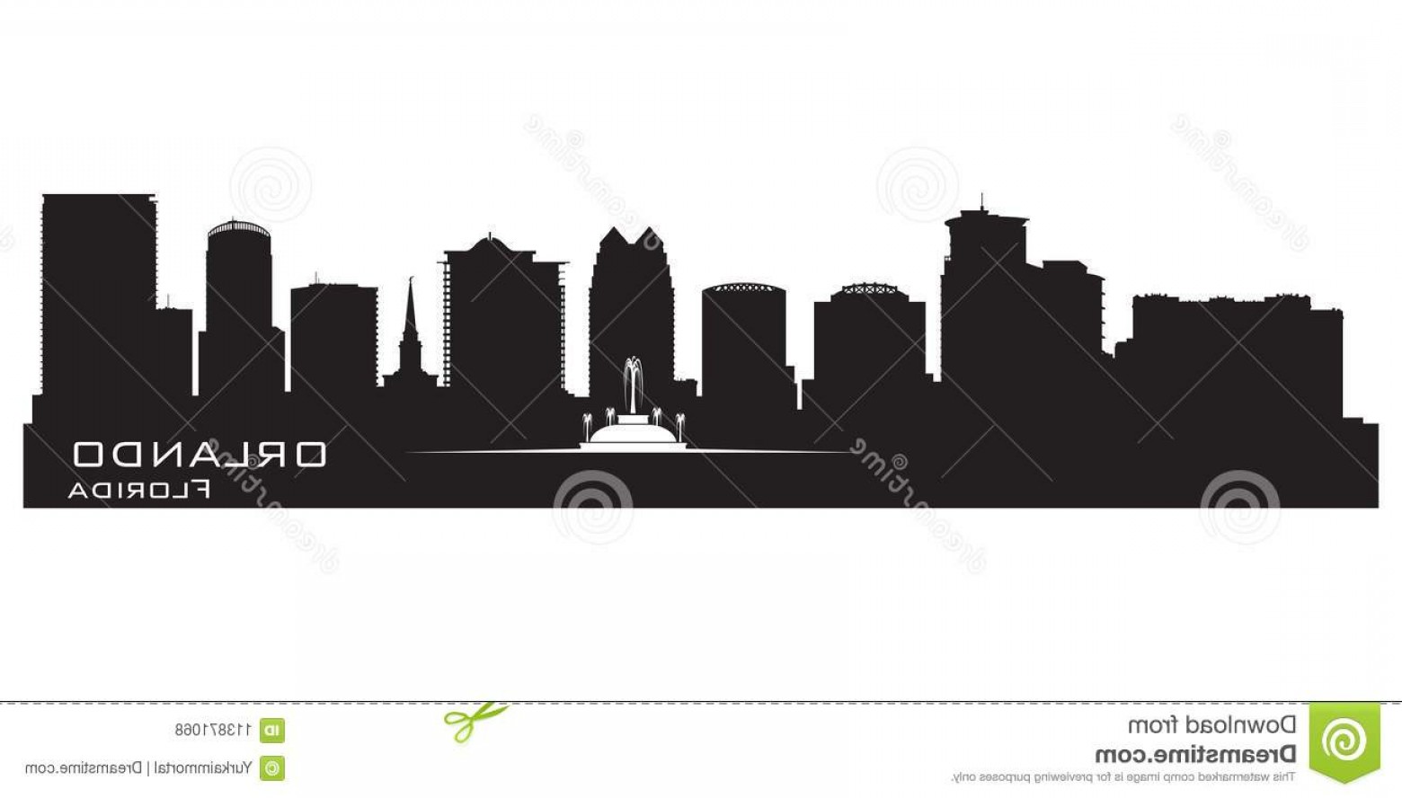 1560x888 Orlando Florida Skyline Detailed City Silhouette Orlando Florida