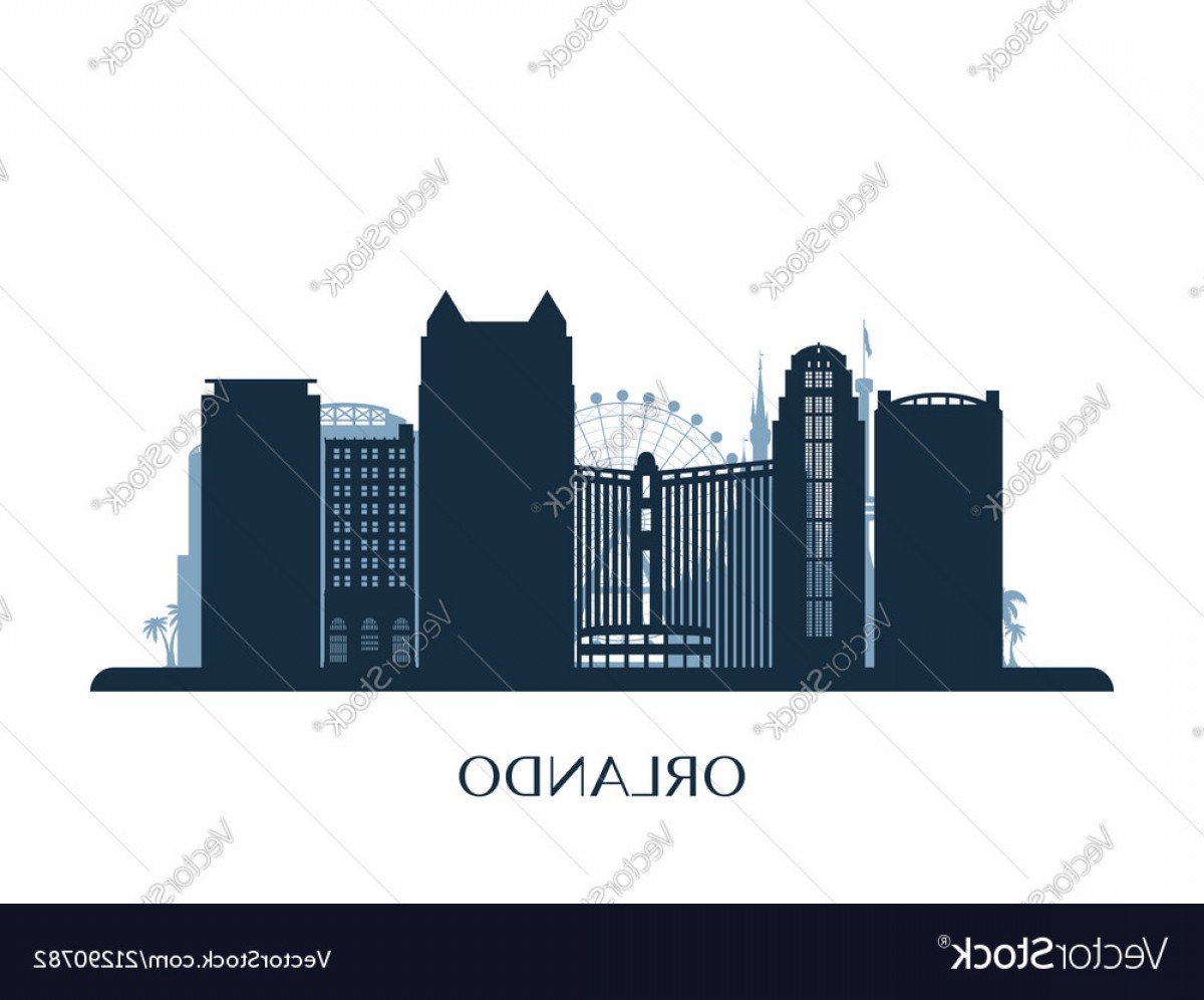 1200x996 Orlando Skyline Monochrome Silhouette Vector Soidergi