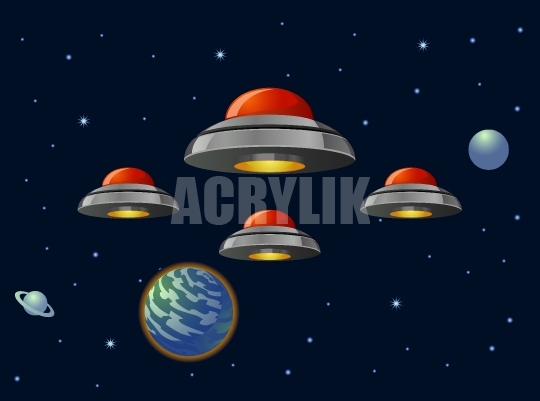 540x401 Alien Ufo Fleet In Outer Space Vector