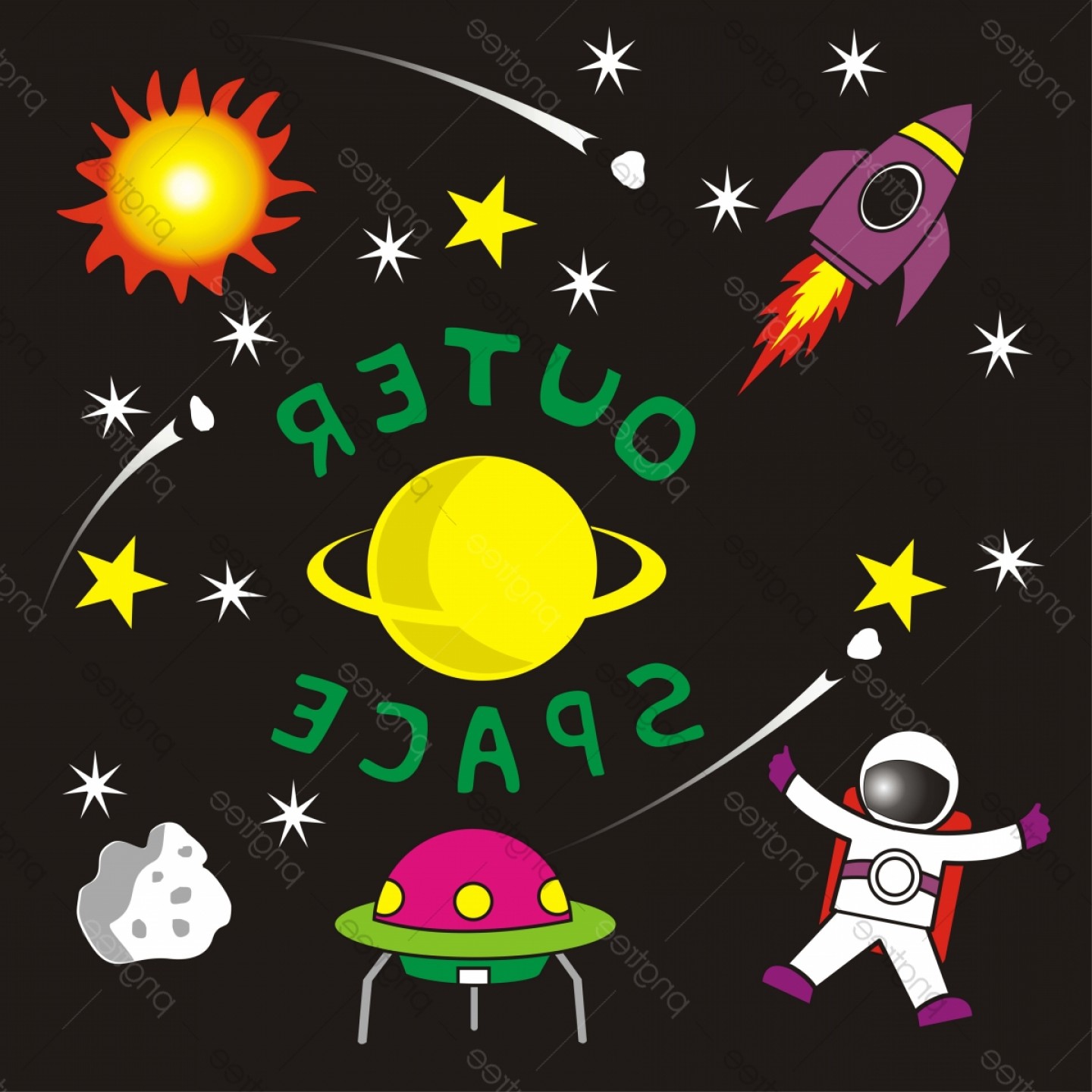 1440x1440 Set Of Outer Space Planets Vector Background Handandbeak