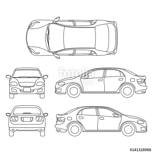 Outline Sedan Car Vector Drawing In Different Point Of View Stock 500x500 Outline Sedan Car Vector Drawing In Different Point Of View Stock