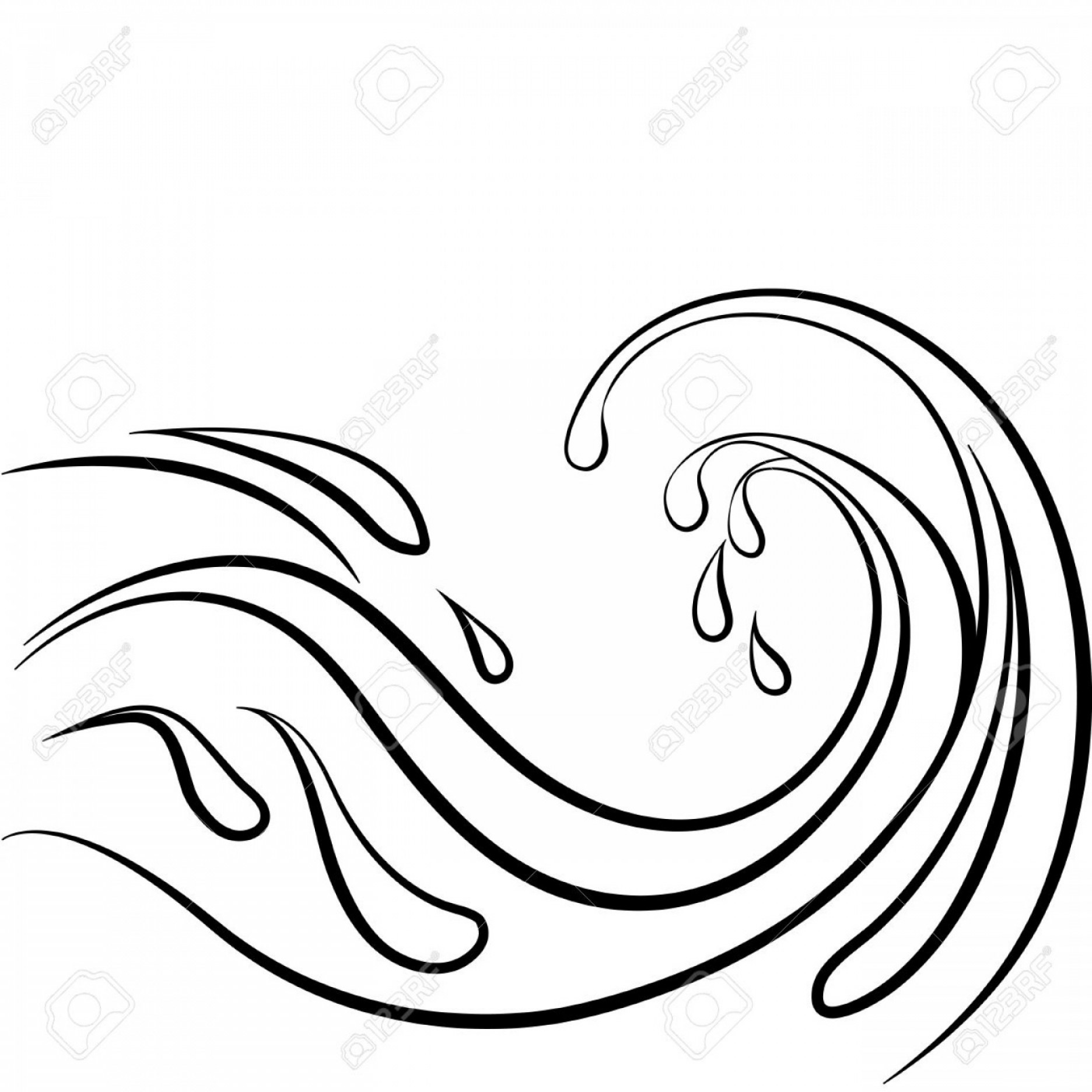 Photostock Vector Storm Water Wave Black Outline On White 1872x1872 Photostock Vector Storm Water Wave Black Outline On White
