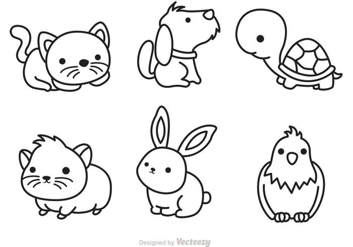 Cute Pets Outline Vector 700x490 Cute Pets Outline Vector