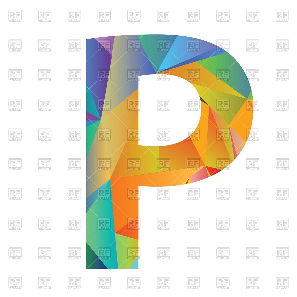 1200x1200 Motley Polygonal Font, Letter P Vector Image Of Signs, Symbols