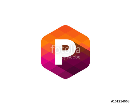 500x400 P Letter Color Pixel Shadow Logo Design Element Stock Image