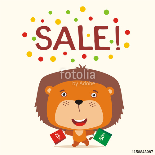 Poster Seasonal Sale Funny Lion Runs With Packs For Sale Banner 500x500 Poster Seasonal Sale Funny Lion Runs With Packs For Sale Banner