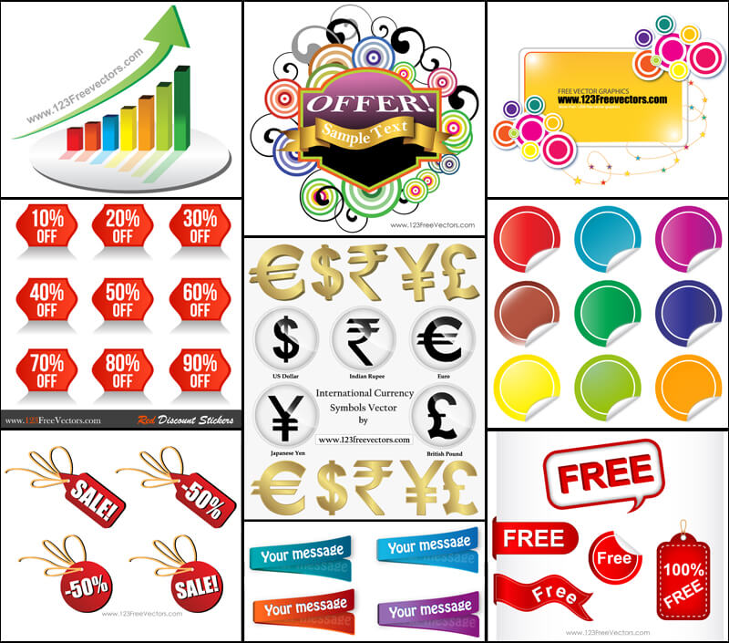 Sale Stickers, Banners, Currency Symbols Vector Pack 800x705 Sale Stickers, Banners, Currency Symbols Vector Pack