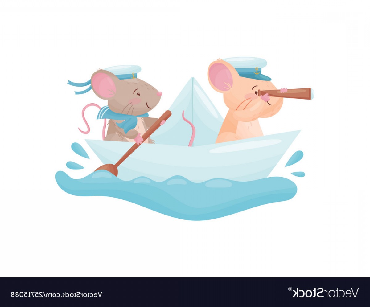1200x996 Pair Mice Floating On A Paper Boat Vector Soidergi