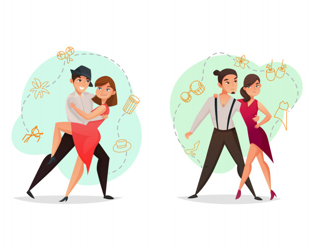626x500 Pair Dance Templates Set Vector Free Download