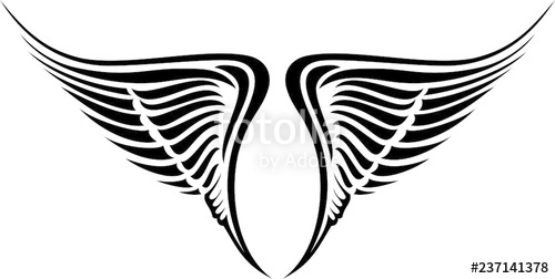 500x252 Pair Of Wings Vector Silhouette Concept Wing Illustration, Tribal