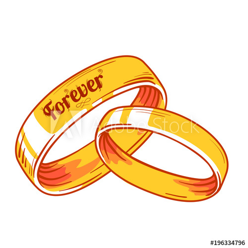 500x500 Vector Pair Of Traditional Golden Wedding Rings Realistic Hand