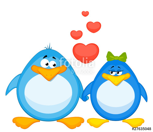 500x431 Vector Pair Of Cartoon Penguins In Love Stock Image And Royalty
