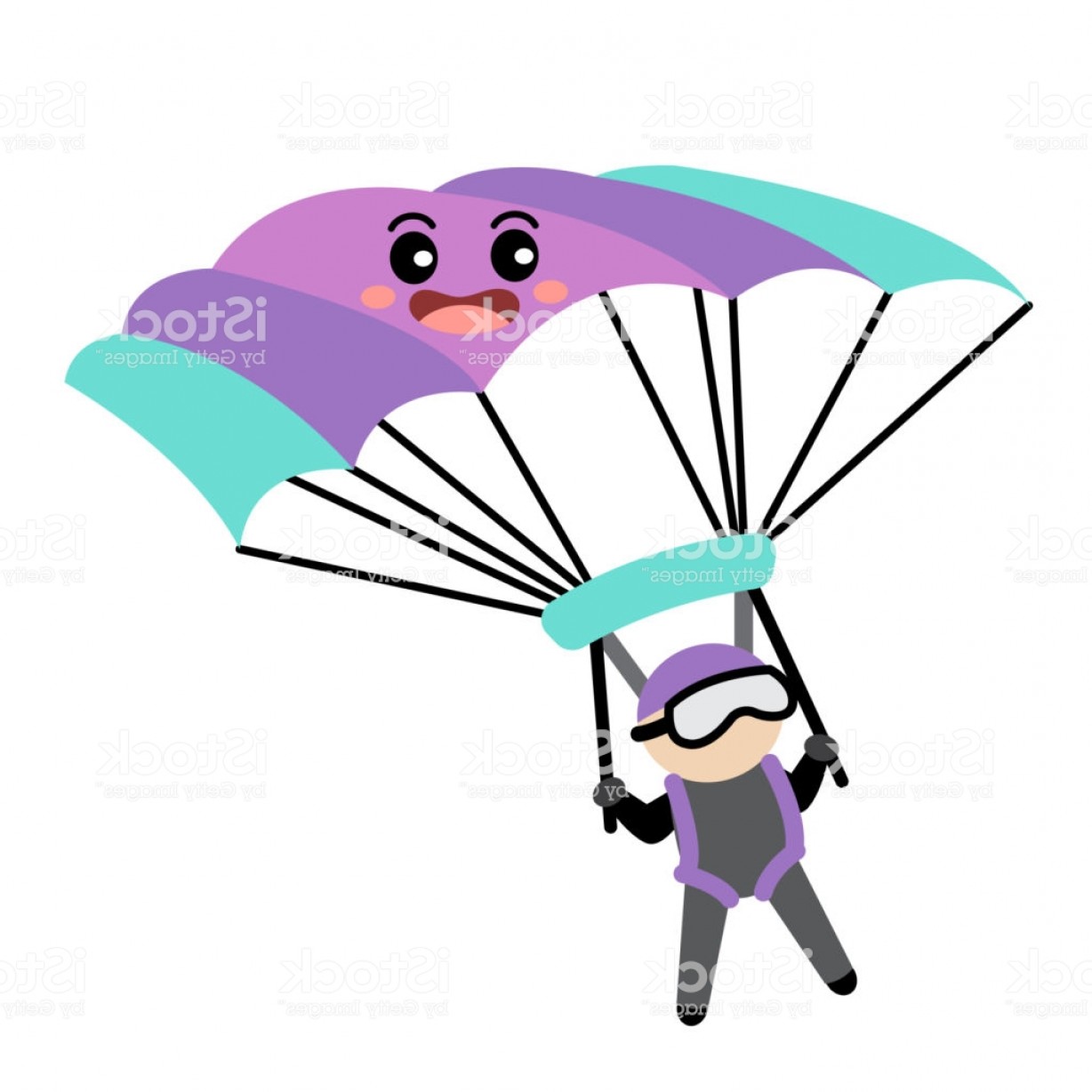 1228x1228 Parachute Transportation Cartoon Character Perspective View Vector