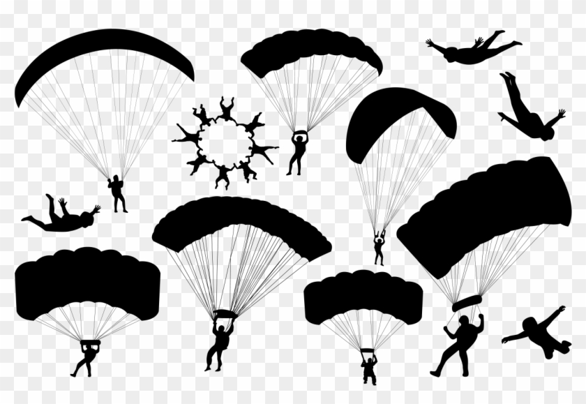 840x579 Skydiving Silhouettes Vector