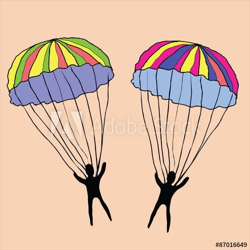 500x500 Small Funny Men Skydivers Vector Parachute Parachutist Jumper