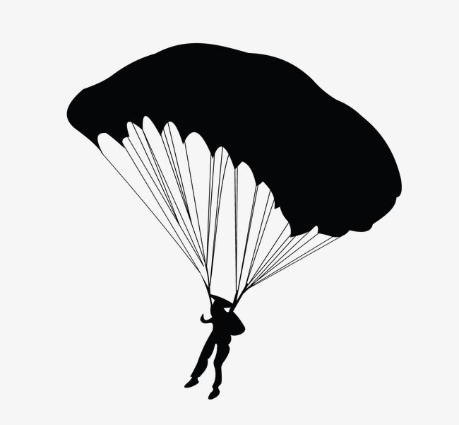 650x601 Parachute, Parachute Silhouette, Skydiving Silhouette Png