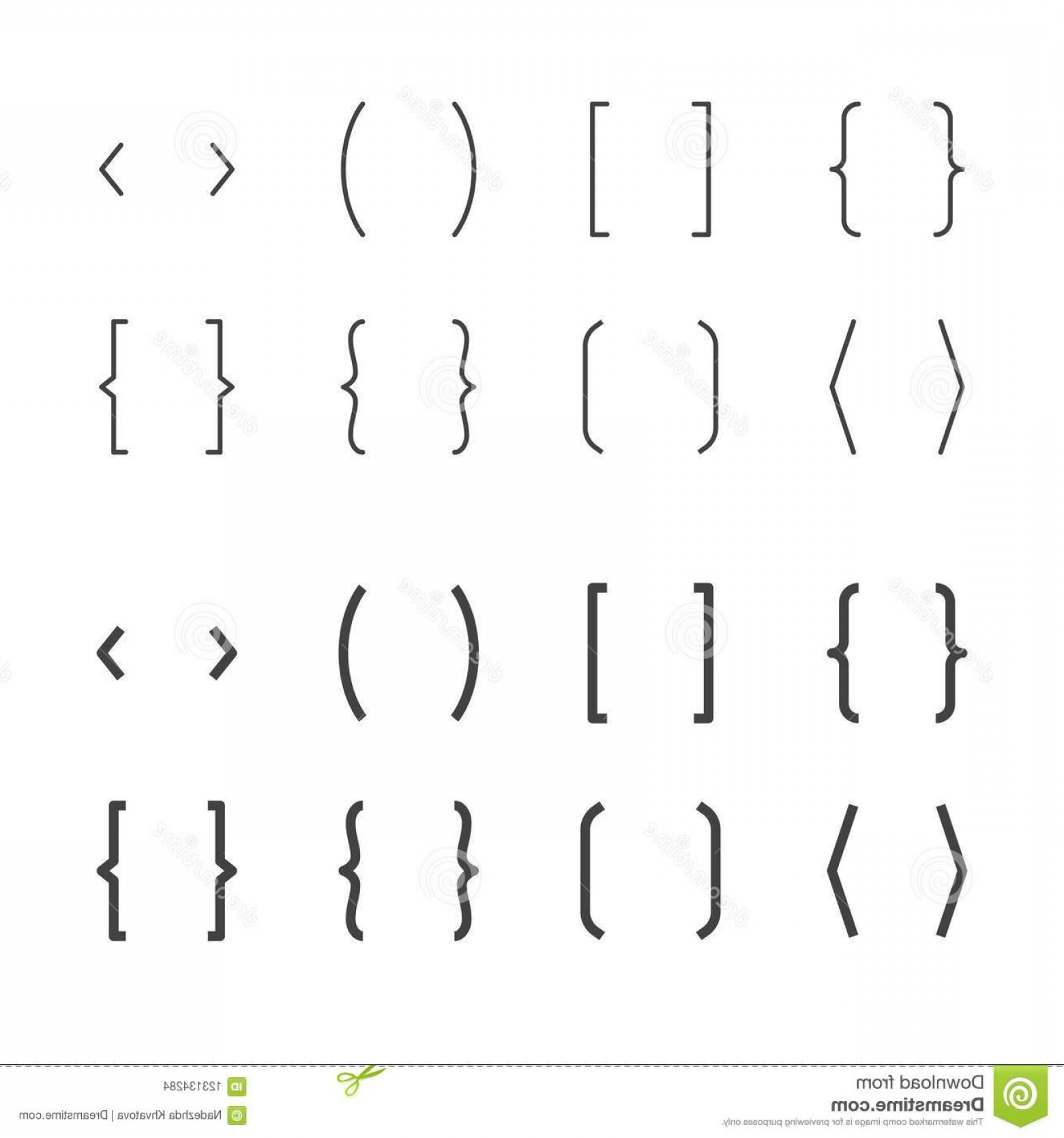 1560x1668 Brackets Flat Line Icons Brace Vector Illustrations Thin Signs