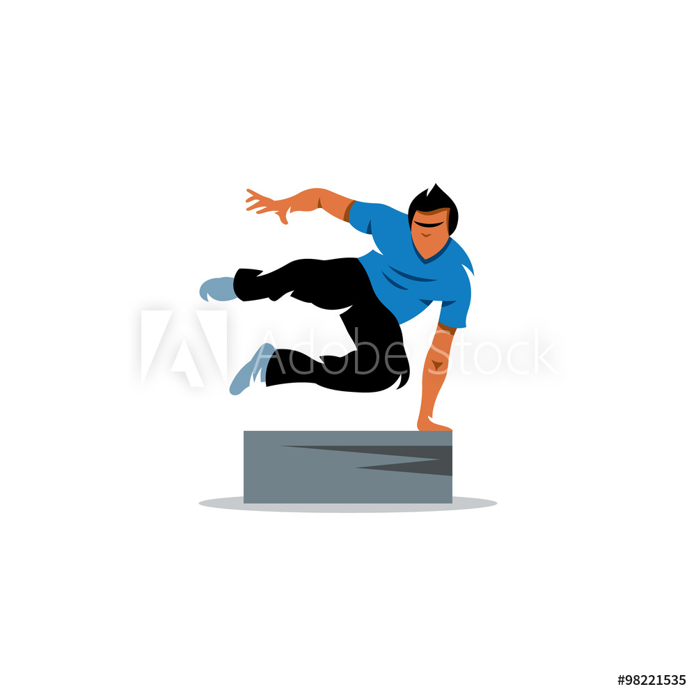 1000x1000 Photo Art Print Parkour Athlete Jumping Over A Barrier Vector