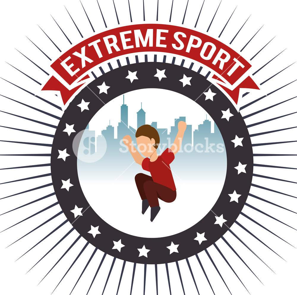 1000x995 Parkour Extreme Sport Urban Background Label Vector Illustration