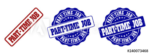 500x180 Part Time Job Grunge Stamp Seals In Red And Blue Colors Vector