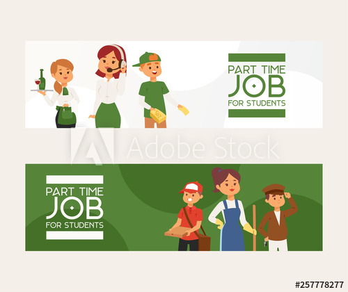 500x420 Part Time Job Vector Young Woman Man Character