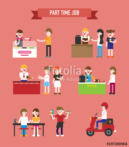439x500 Various Part Time Job People Vector Flat Design Illustration Set