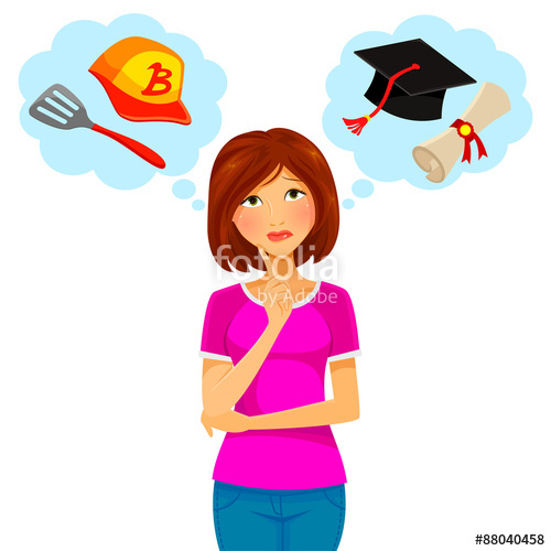 500x500 Worried Woman Thinking About College And Part Time Job Stock