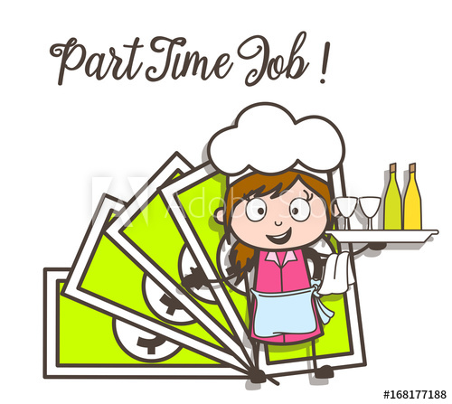 500x447 Cartoon Waitress Part Time Job Vector Concept Adsvertisement