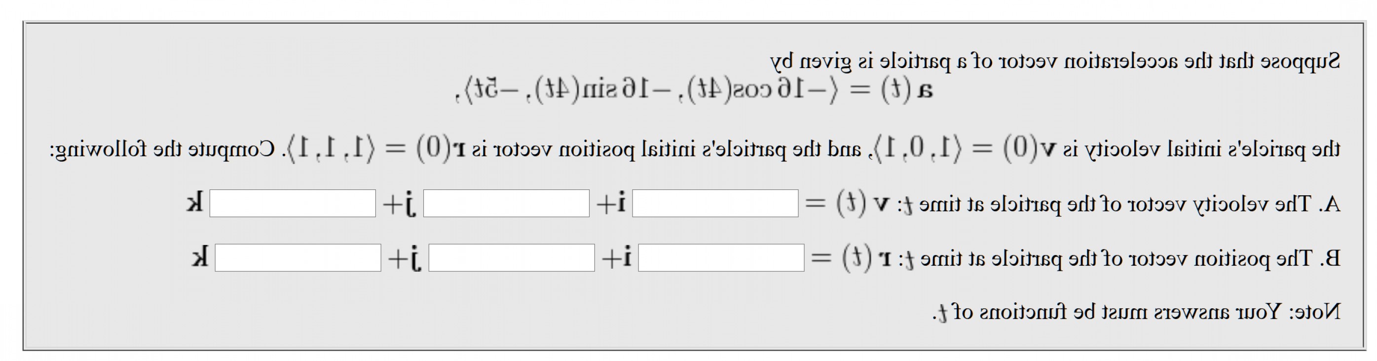 2791x732 Initial Velocity And Acceleration Vectors At Time Handandbeak