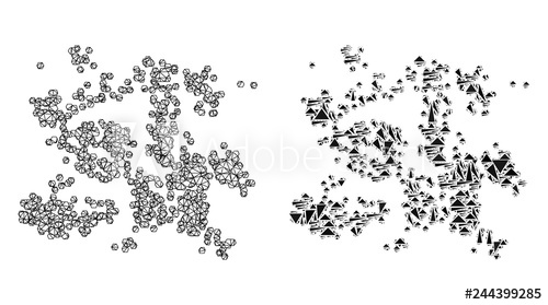 500x279 Mesh Vector Particle Swarm With Flat Mosaic Icon Isolated
