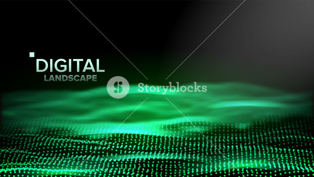 1000x563 Abstract Landscape Vector Particle Wireframe Big Flow Cyber