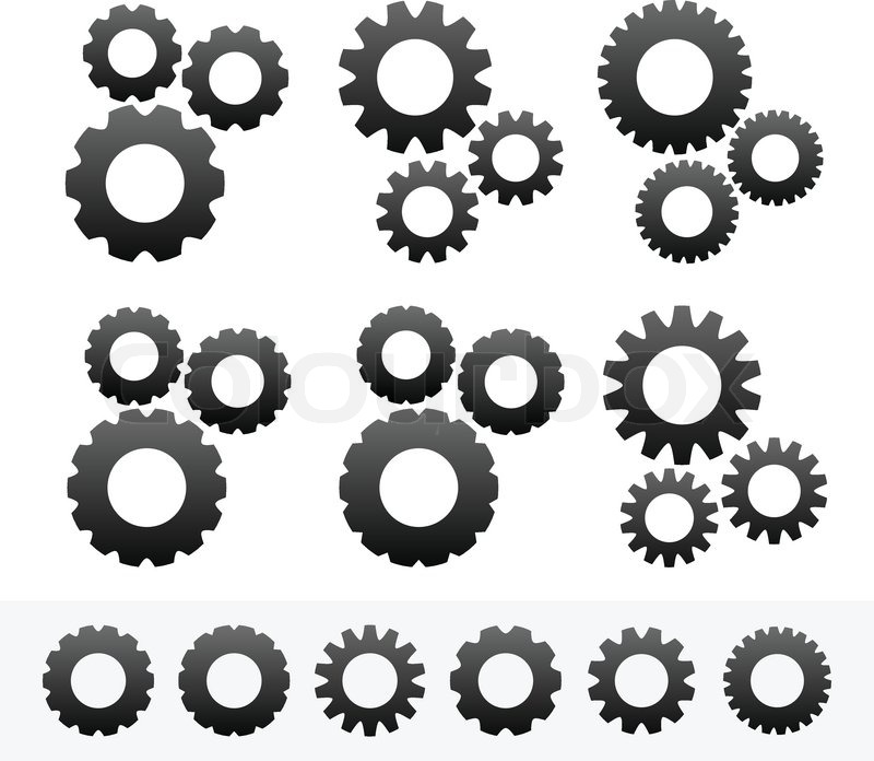 800x696 Different Cogwheel Compositions With Parts Isolated Stock Vector