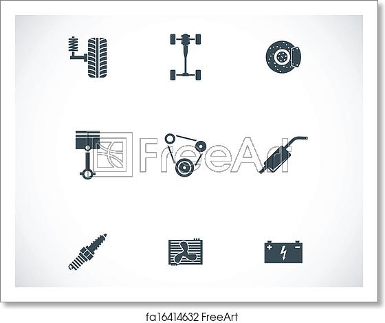 560x470 Free Art Print Of Vector Black Car Parts Icons Set Freeart