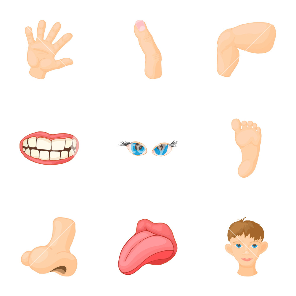1000x1000 Body Parts Icons Set Cartoon Illustration Of Body Parts Vector