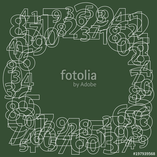 500x500 Frame Consisting Of Outline Numbers On Dark Green Background