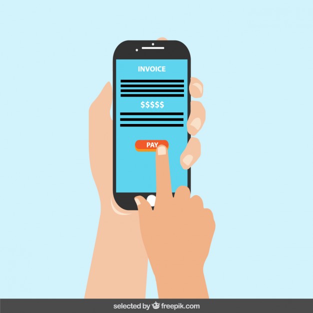 626x626 Mobile Phone With Pay Button On The Screen Vector Free Download
