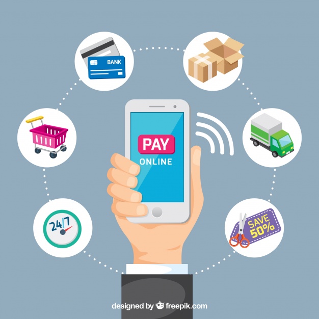 626x626 Pay Online, Mobile Phone Vector Free Download