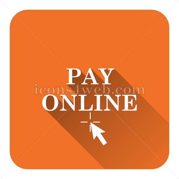 600x600 Pay Online Flat Icon With Long Shadow Vector
