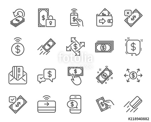 500x405 Payment Line Icons Set Of Accept Transfer, Pay With Phone