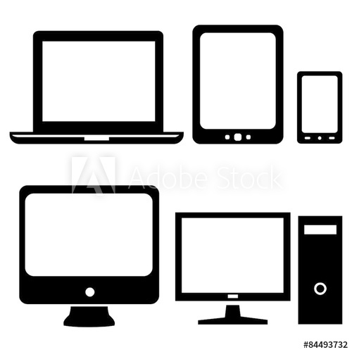 500x500 Vector Set Of Digital Devices Icons Laptop, Tablet, Mobile, Pc