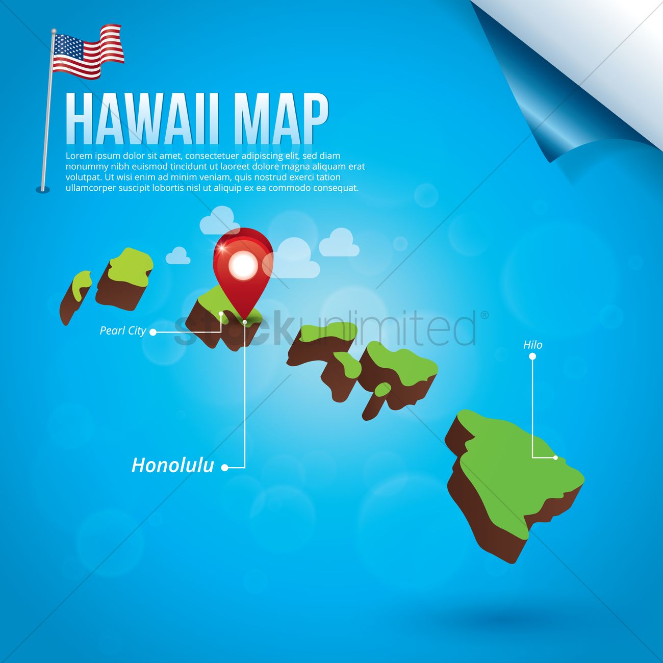 1300x1300 Map Of Hawaii State Vector Image