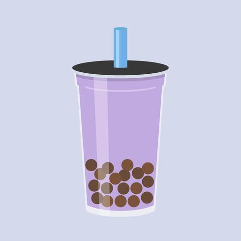 490x490 Taro Bubble Tea, Pearl Milk Tea Vector Illustration