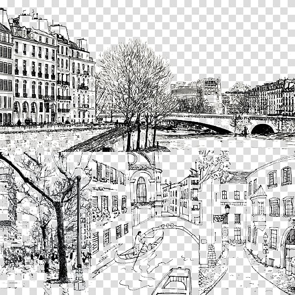 600x600 Venice Canal Illustration, Oriental Pearl Tower Drawing