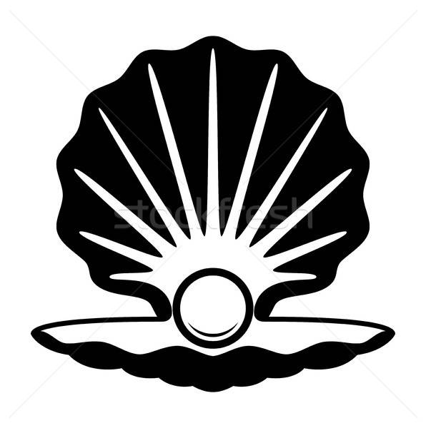 596x600 Vector Pearl In A Shell Black And White Icon Vector Illustration