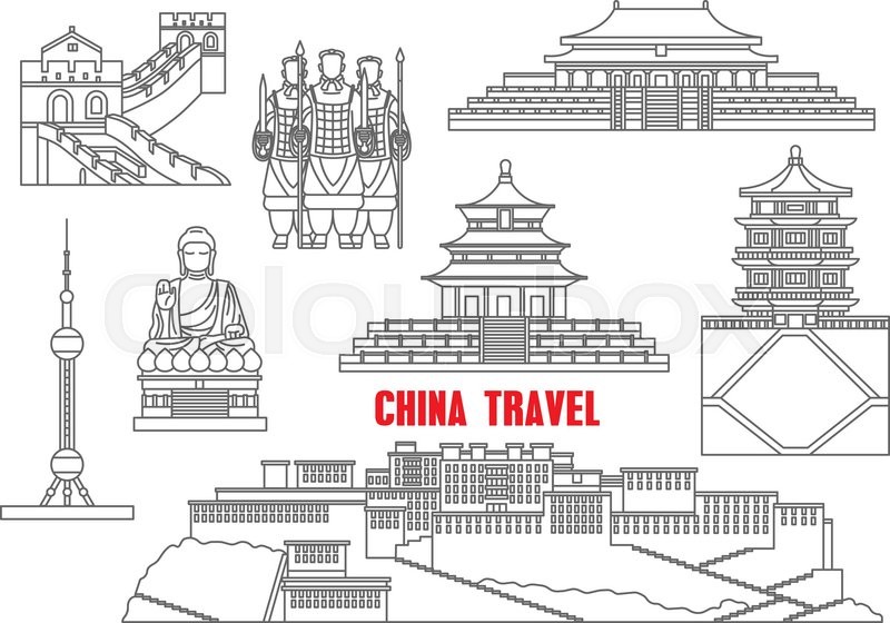 800x560 China Travel Landmarks With The Great Stock Vector Colourbox