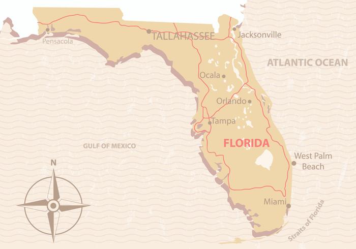 700x490 Vintage Florida Map