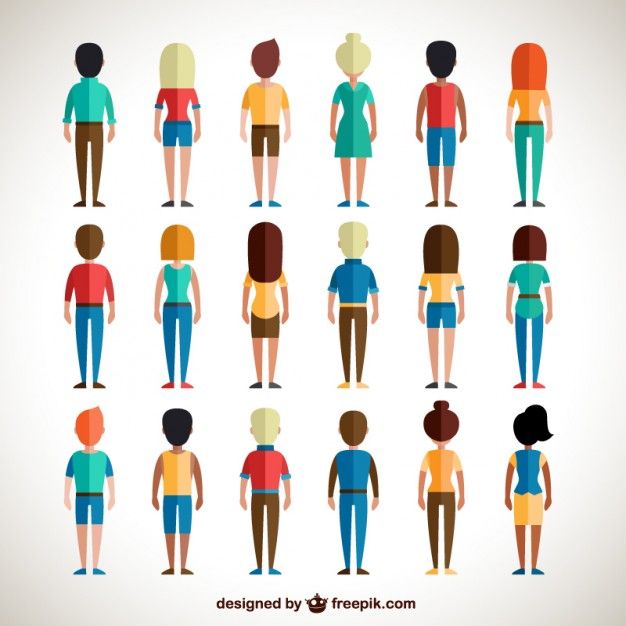 626x626 Back View Of Colorful People Free Vector And Picture