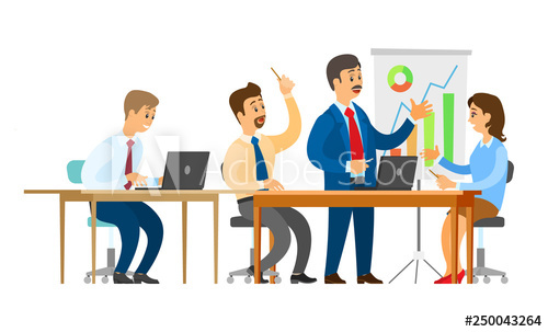 Businessman Explaining Business Plan To Workers Vector People 500x303 Businessman Explaining Business Plan To Workers Vector People
